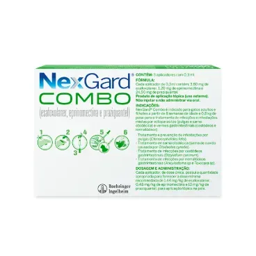Nexgard Combo Antipulgas, Sarna e Vermifugo_3 aplicadores_verso